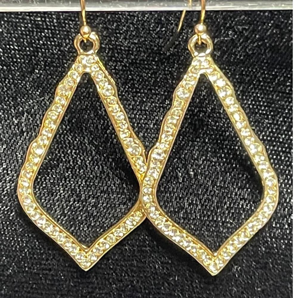 Earrings Crystal CZ Gold Drop Dangle Open Kendra Scott Sophee STYLE MY05